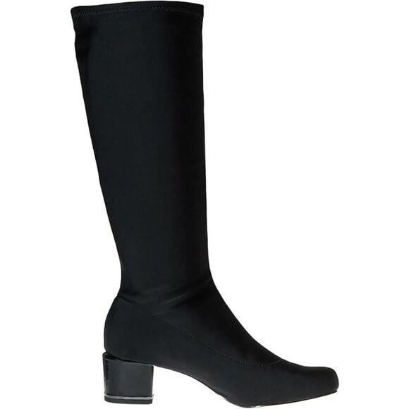 NEW Sudini Women Melissa Black Lycra Knee High Block Heel Stretch - Main Image